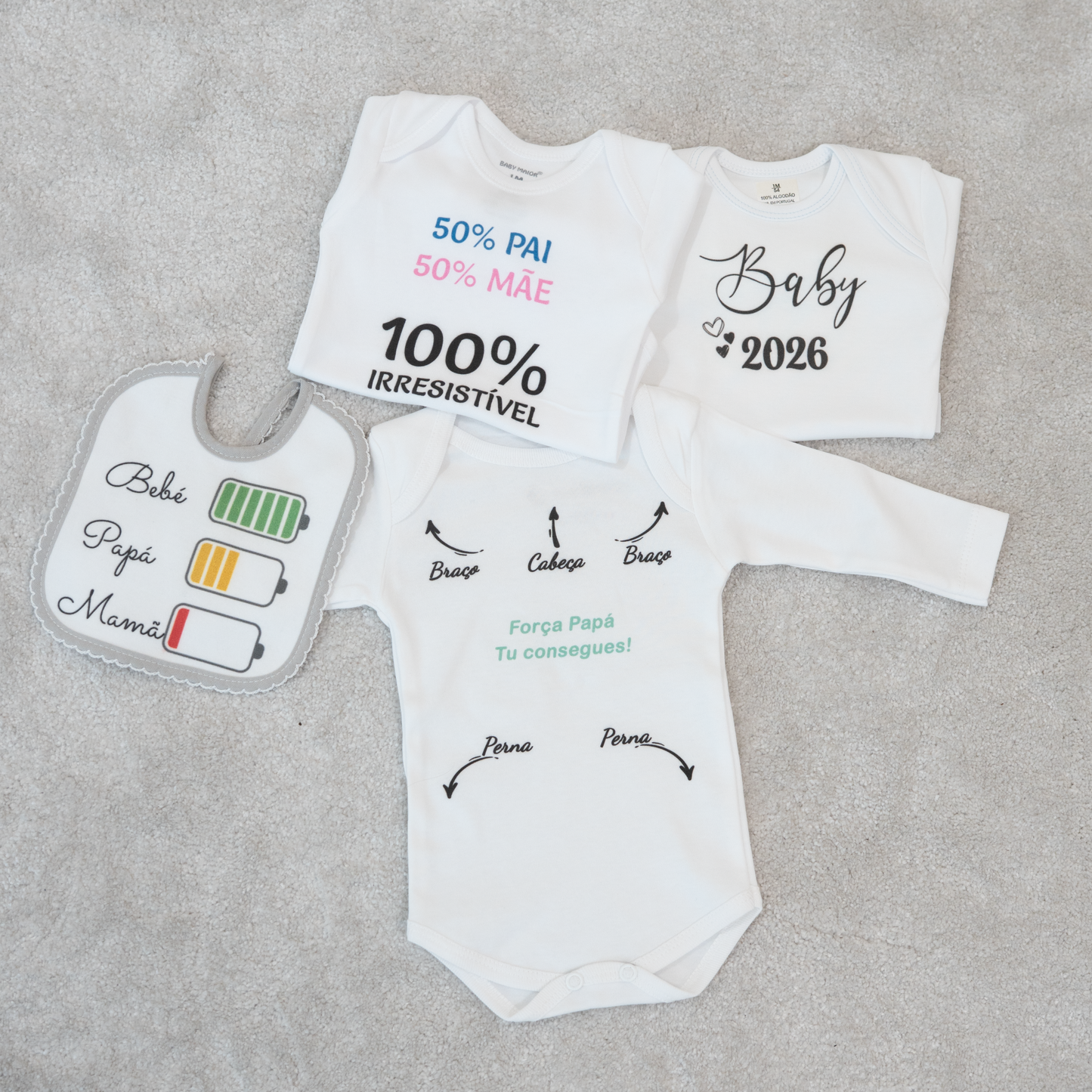 PROMOÇÃO - Bodys Divertidos + Oferta de Babete