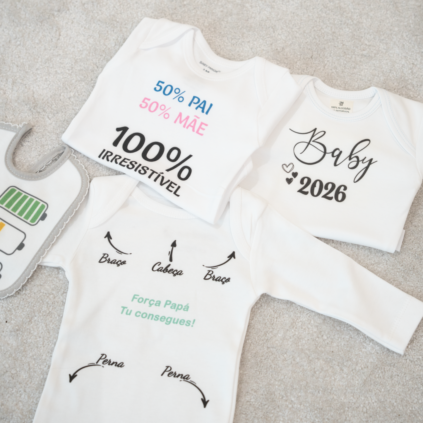 PROMOÇÃO - Bodys Divertidos + Oferta de Babete