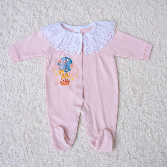 Babygrow Menina c/gola em renda - TAN