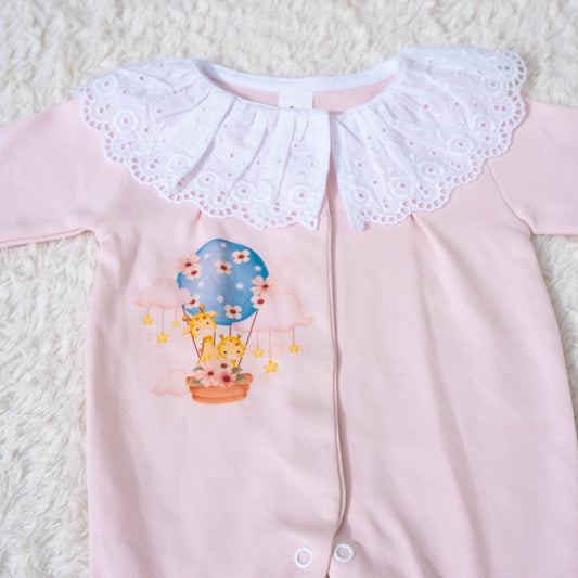 Babygrow Menina c/gola em renda - TAN