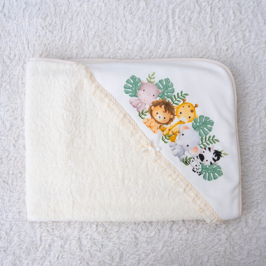Conjunto Toalha e Babete "Animais da Selva"
