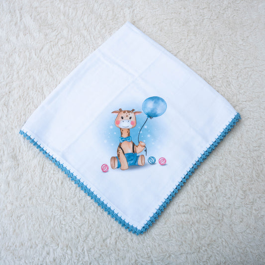 Fralda de Algodão Duplo "Girafa com Balão"