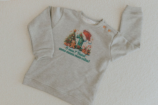 Sweatshirt Personalizada “O Meu 1º Natal como Mana/o Mais Velha”