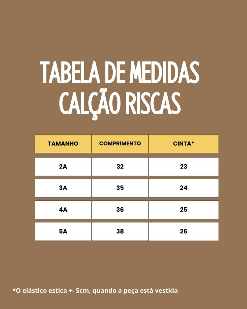 Tabela de tamanhos