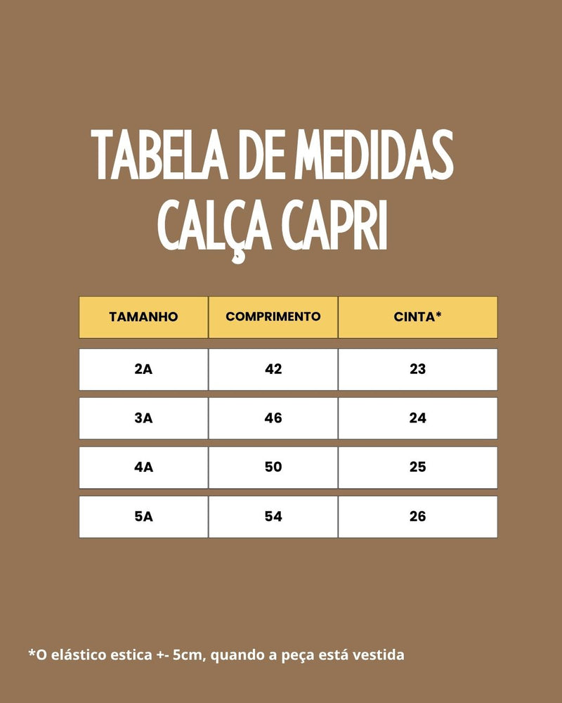 Tabela de tamanhos