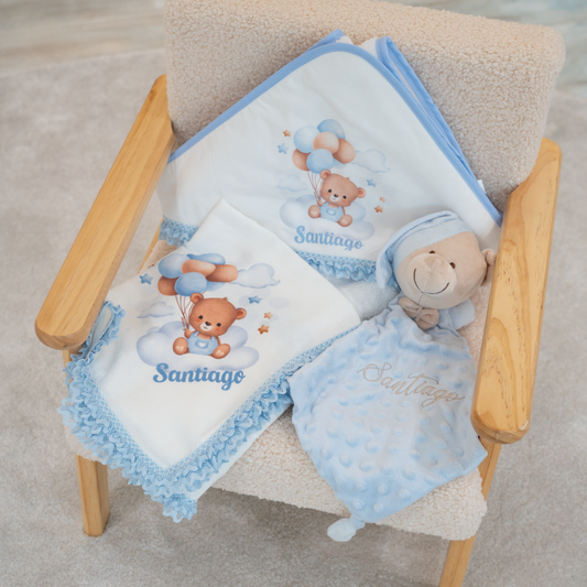 Baby Box Rendada - Toalha, Fralda e Doudou Bordado