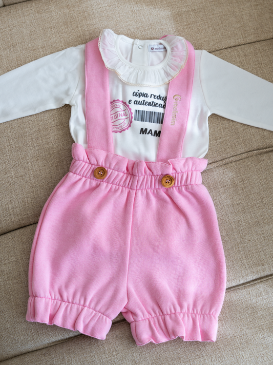 Conjunto Jardineira e Camisola "Cópia da Mamã/Papá..."