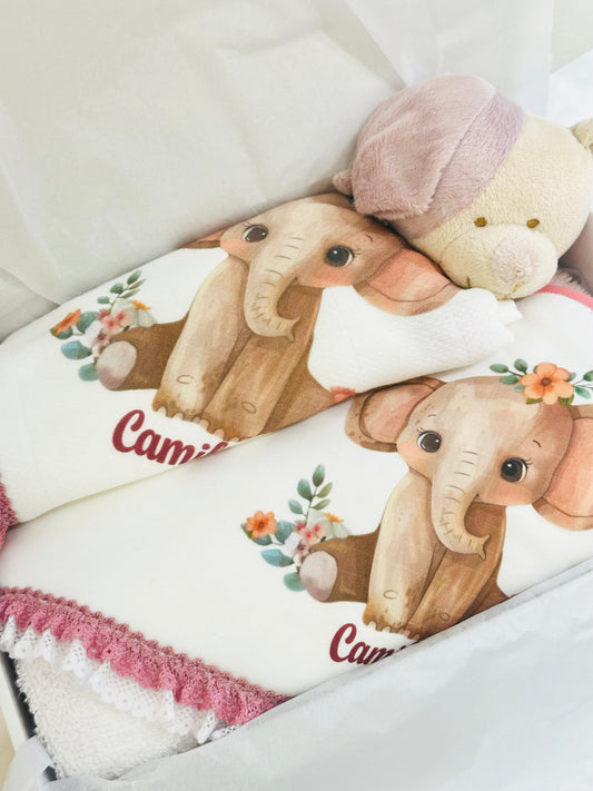 Baby Box Lace Set - Towel, Diaper, and Embroidered Cuddly Blanket